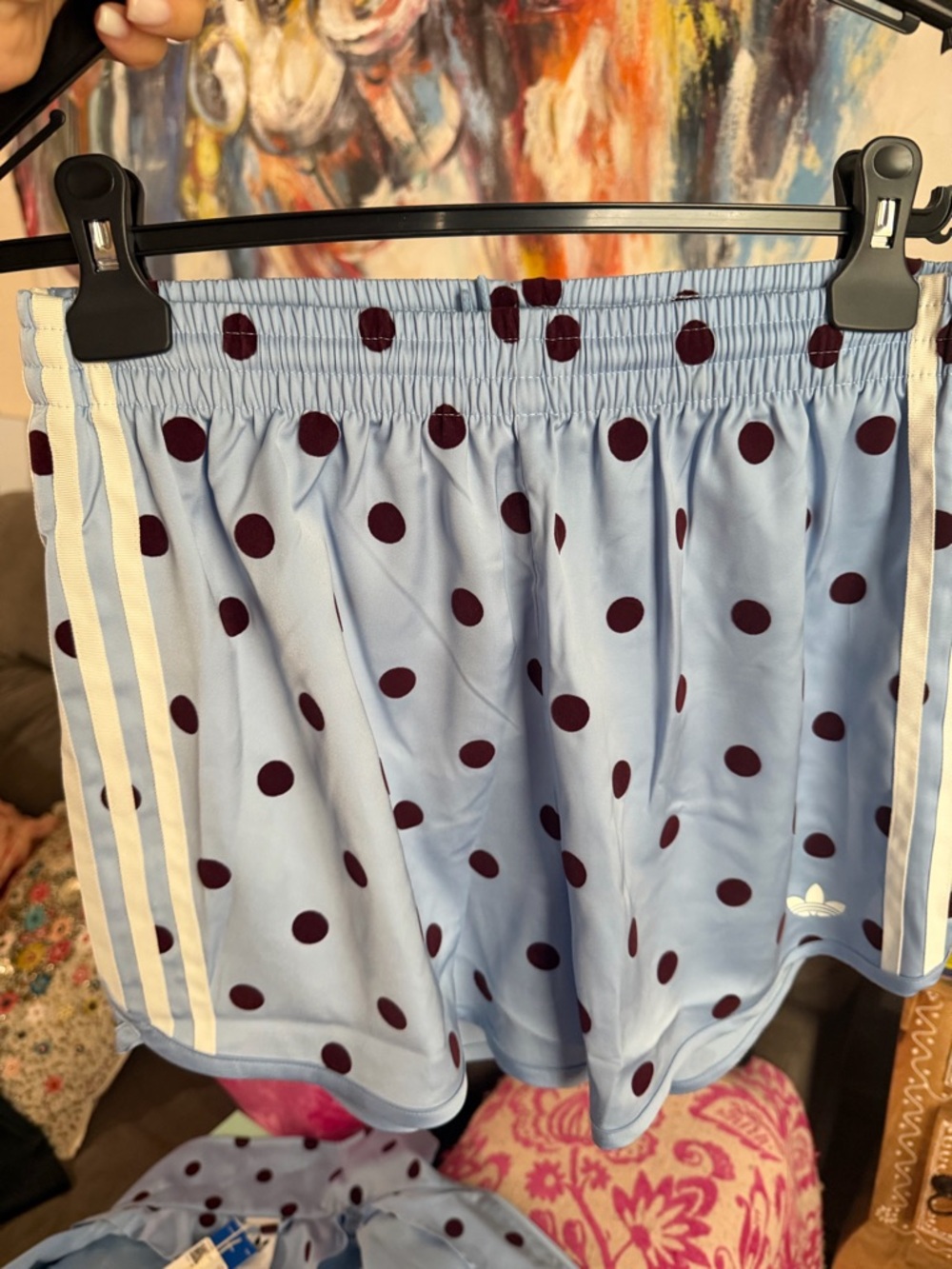 Adidas Originals Polka Dot Tracksuit Set - Light Blue & Maroon (Jacket & Shorts) - Picture 6 of 7